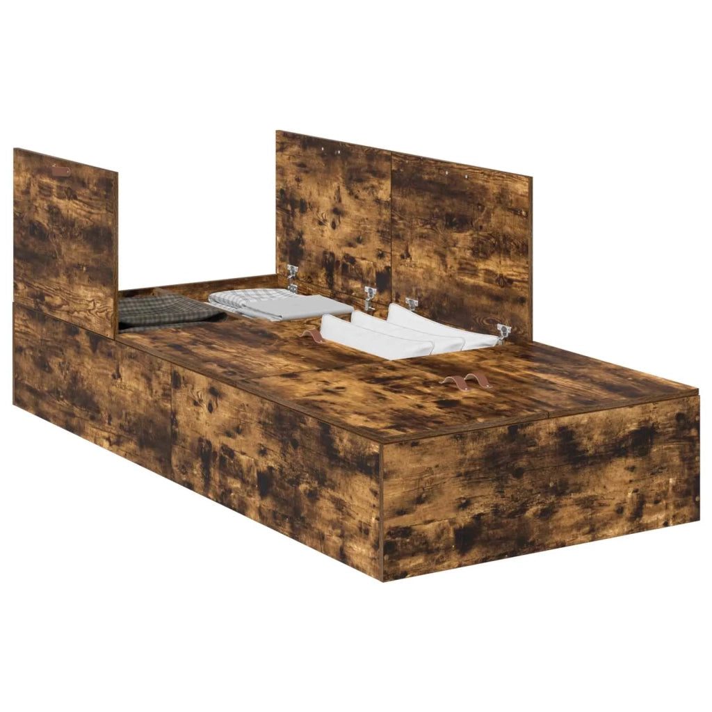 Struttura letto con contenitore Rovere fumé 100 x 200 cm 3335353