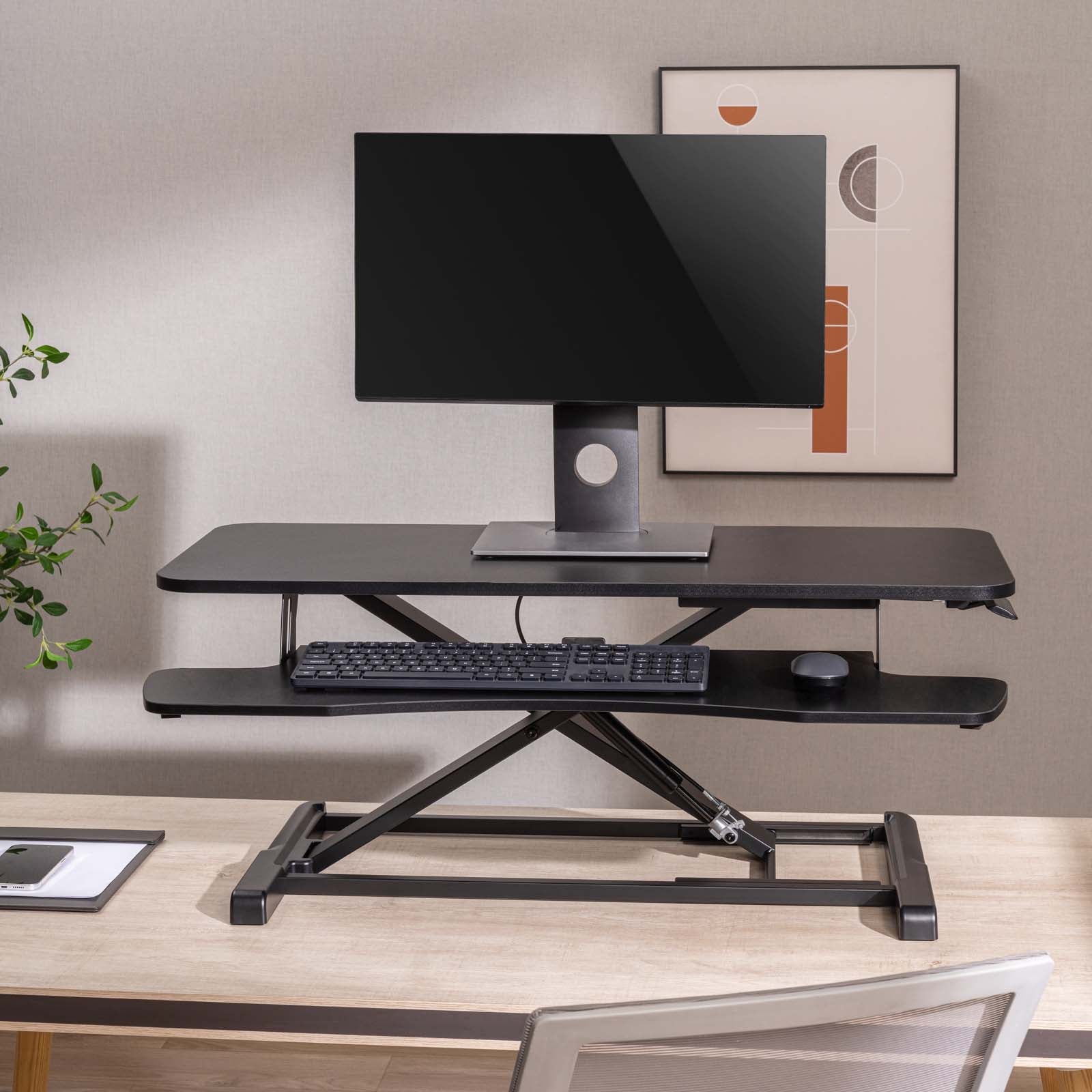 Toboli Alzata per monitor 95x40cm con porta tastiera, regolabile, Supporto di rialzo per computer