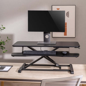 Toboli Alzata per monitor 95x40cm con porta tastiera, regolabile, Supporto di rialzo per computer
