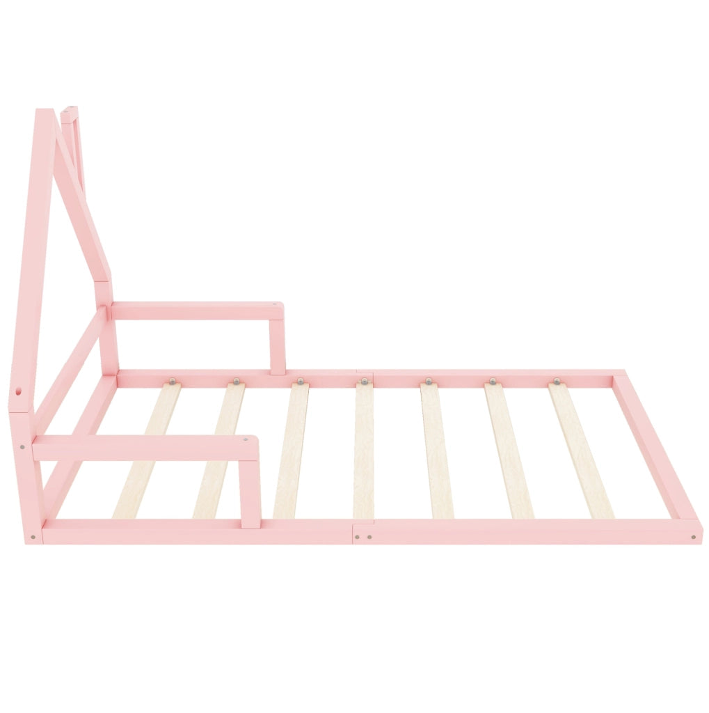 Letto per bambini a casetta 90x200 cm in pino massello e MDF; rosa