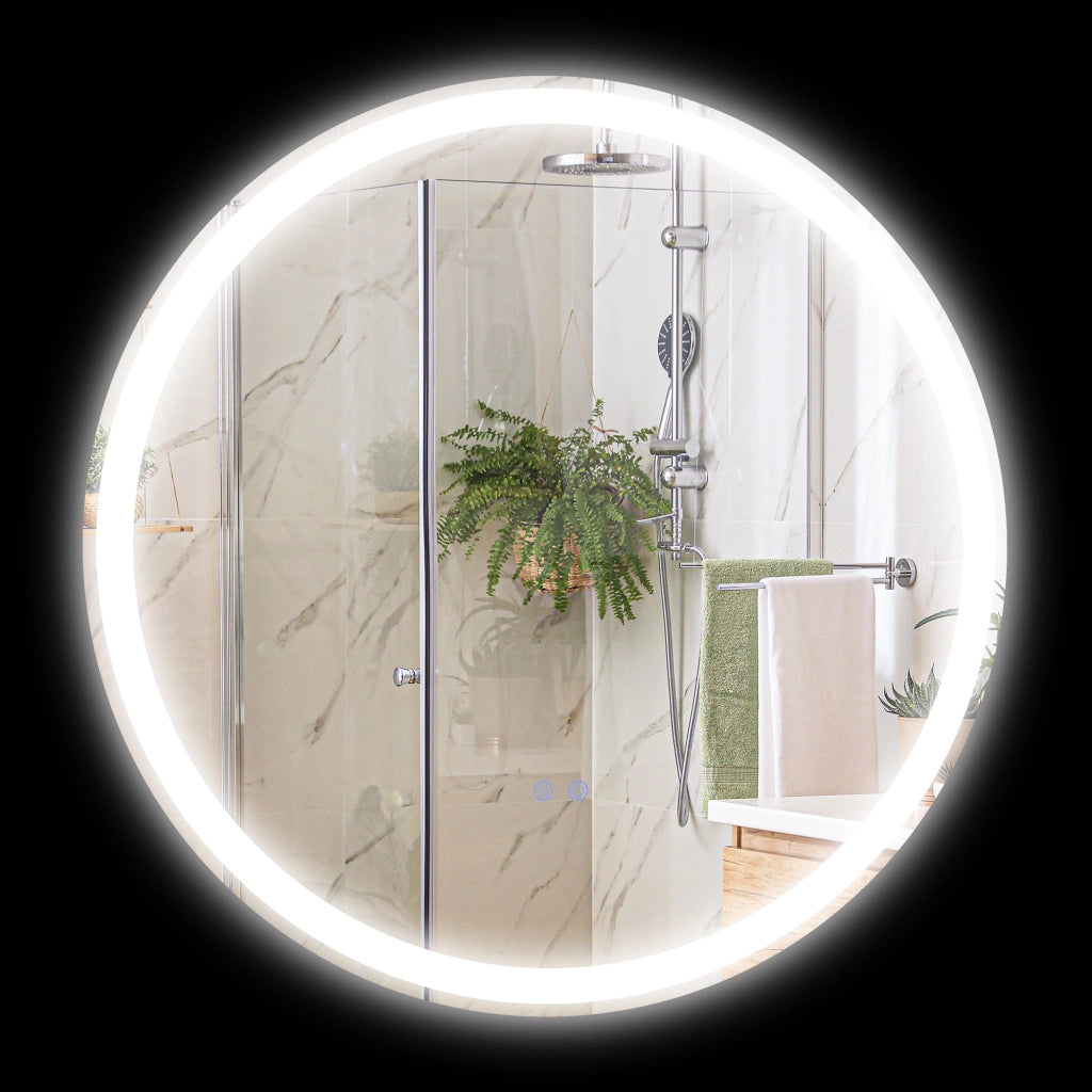 Specchio da bagno LED rotondo con illuminazione 3 colori ¨C zephmum ¨C 70 cm bianco argento