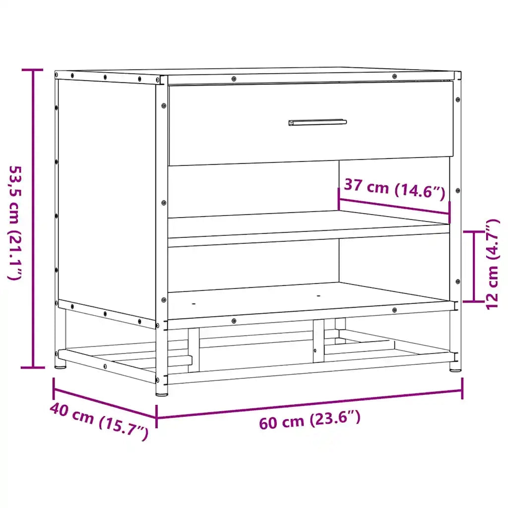 Panca Portaoggetti-Sgabello-Panca con Contenitore Nera 60x40x53,5 cm Multistrato e Metallo
