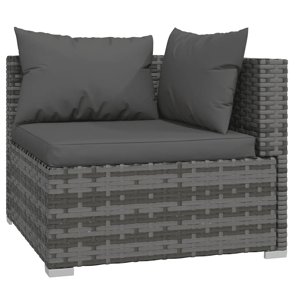 Set Divani da Giardino 4 pz con Cuscini in Polyrattan Grigio cod mxl 43752