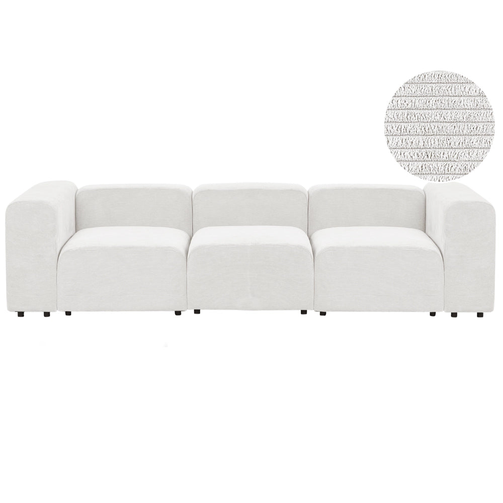 Divano componibile a 3 posti rivestito con velluto bianco stile moderno