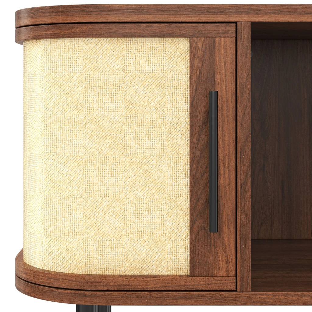 Tavolino da caffè sagomato 80x60x47 cm in MDF; colore noce; con spazio contenitivo
