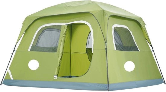 Tenda per Campeggio - 10 x 9 x 6.5 ft - per 6 Persone - Impermeabile - Leggero - Tenda per Escursionismo - Facile da Montare - con Porta e Finestra - Verde