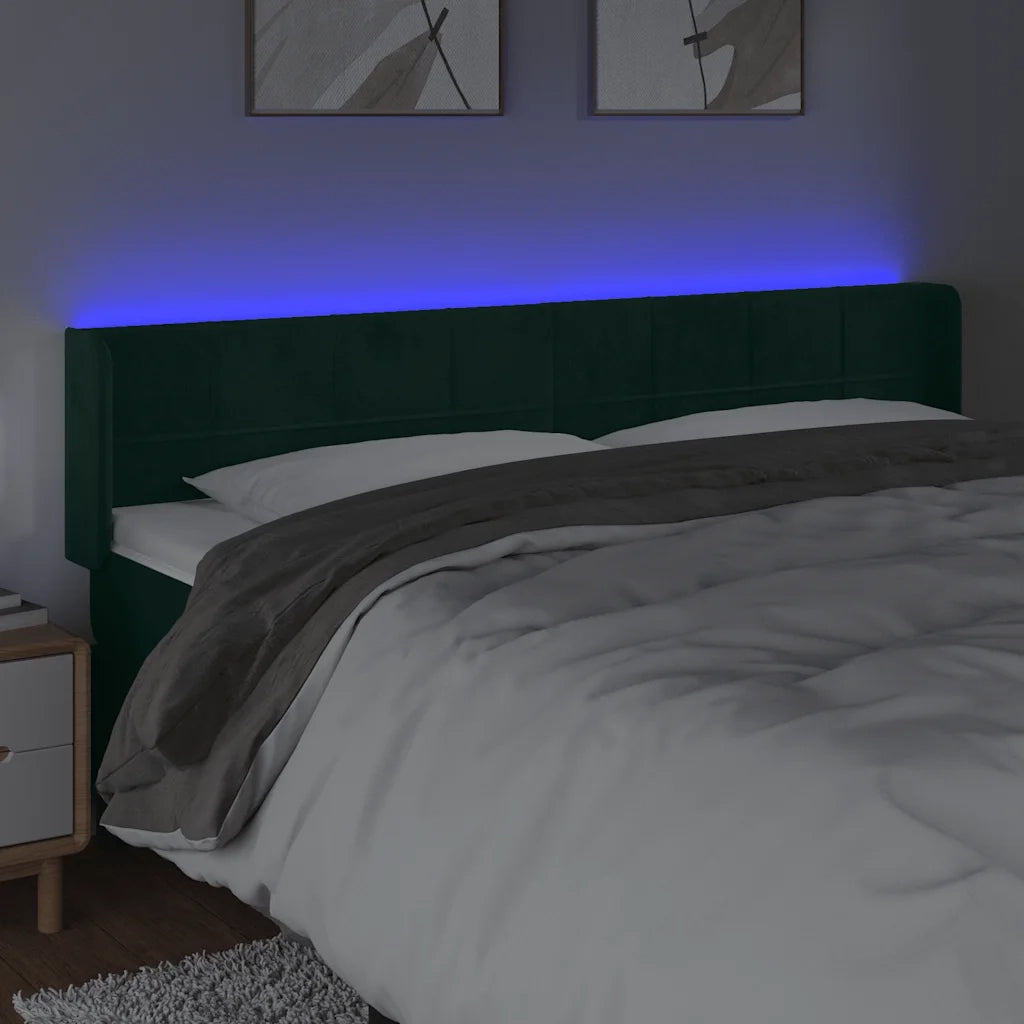 Testiera a LED Verde Scuro 163x16x78/88 cm in Velluto 3123293