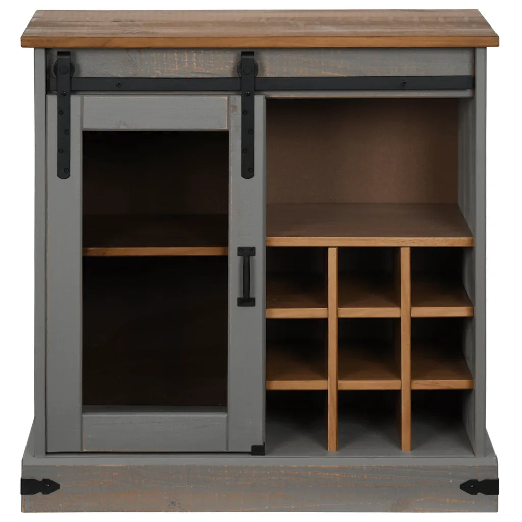 Credenza-Buffet-Armadio da cucina HALDEN con Anta Scorrevole 80x40x80 cm Legno Massello 248276