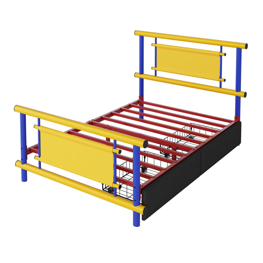 Letto Singolo per Bambini con Cassetti ¨C MINIMAL ¨C Metallo 90x200