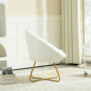 POLTRONCINA DA CAMERA IN FINTA PELLICCIA CON GAMBE IN METALLO 75X66X79 CM BIANCO