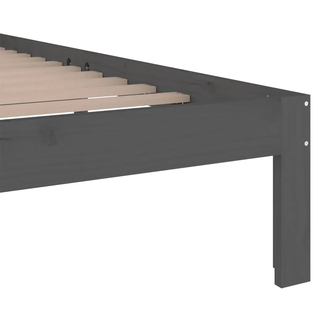 Letto matrimoniale | Letto per adulti | Giroletto Grigio in Legno Massello 200x200 cm