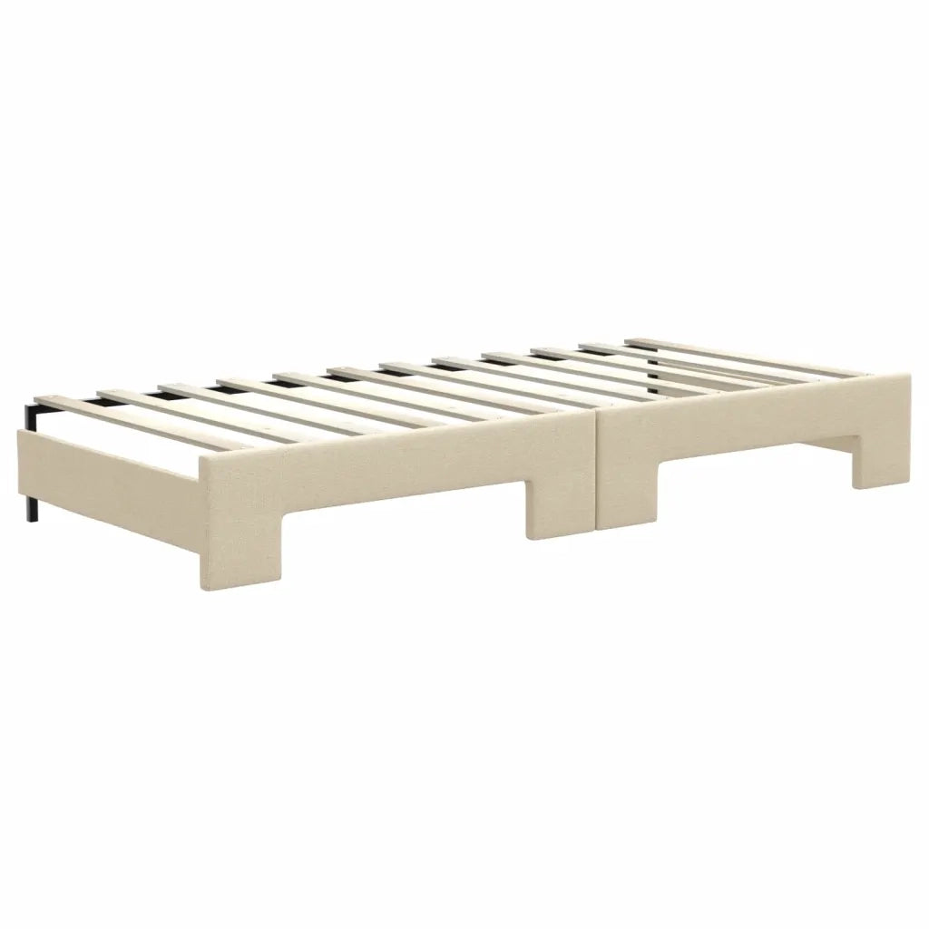 Divano Letto Estraibile con Cassetti Crema 90x200 cm in Tessuto 3196618