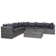 Set di mobili da giardino mobili da esterno 8 pezzi con cuscini resina intrecciata grigia 02_0017684