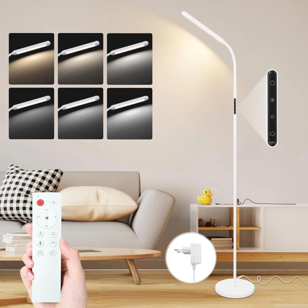 ZMH Lampada da terra LED bianca 11W flessibile 360° per soggiorno divano