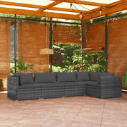Set Divani da Giardino 5 pz con Cuscini in Polyrattan Grigio cod mxl 40380
