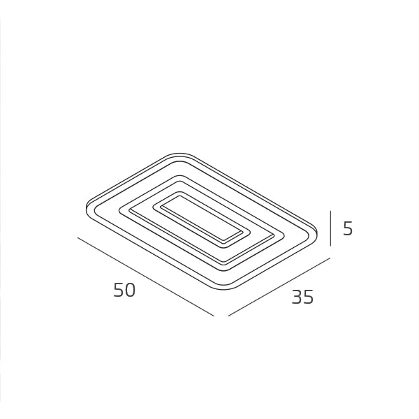 ZOOM APPLIQUE PLAFONIERA RETTANGOLARE 50X35 SABIBA CCT SWITCH 3000/4000°K 42W - CRI 90 4200 lm