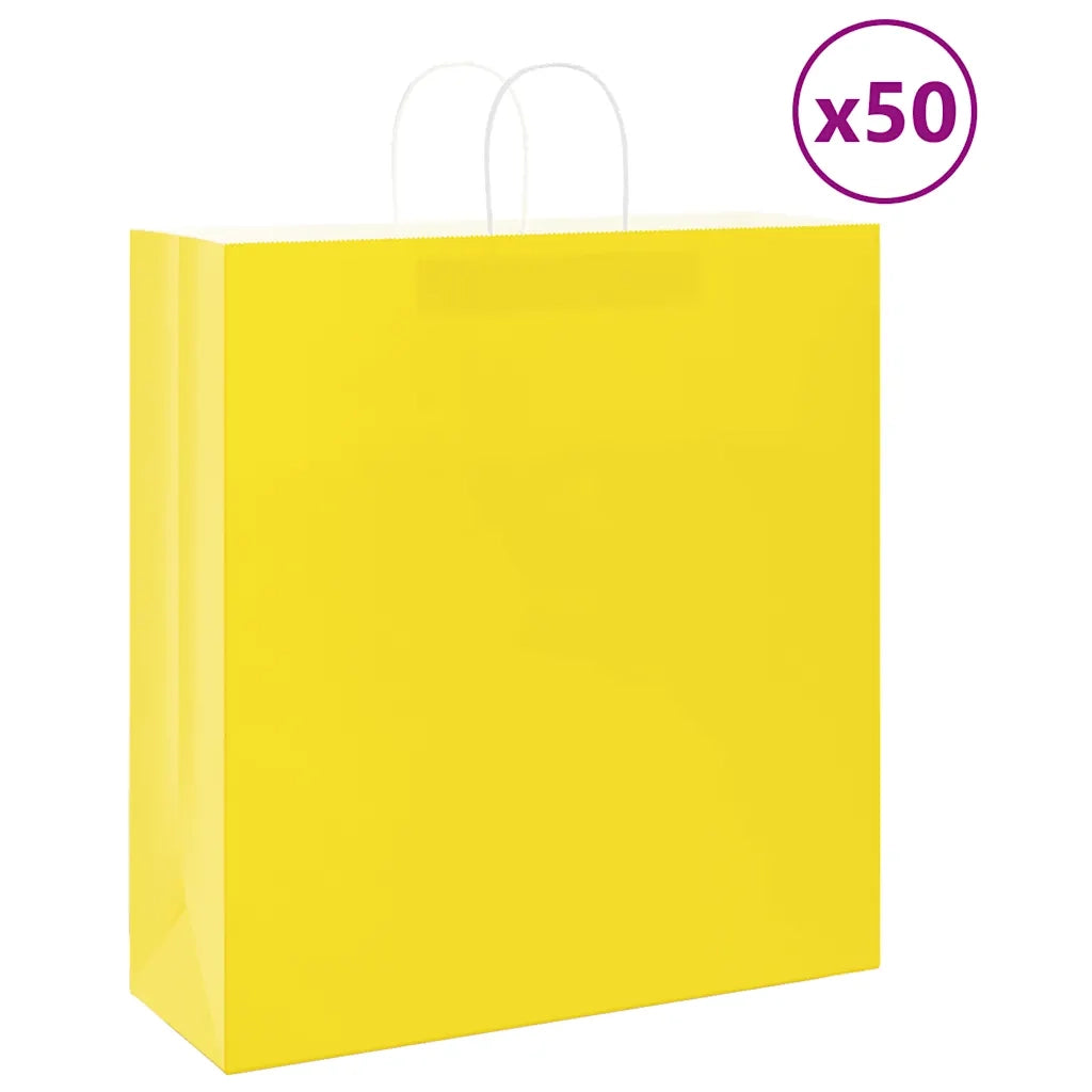 Sacchetti di Carta 50 pz con Manici Gialli 45x17x48 cm