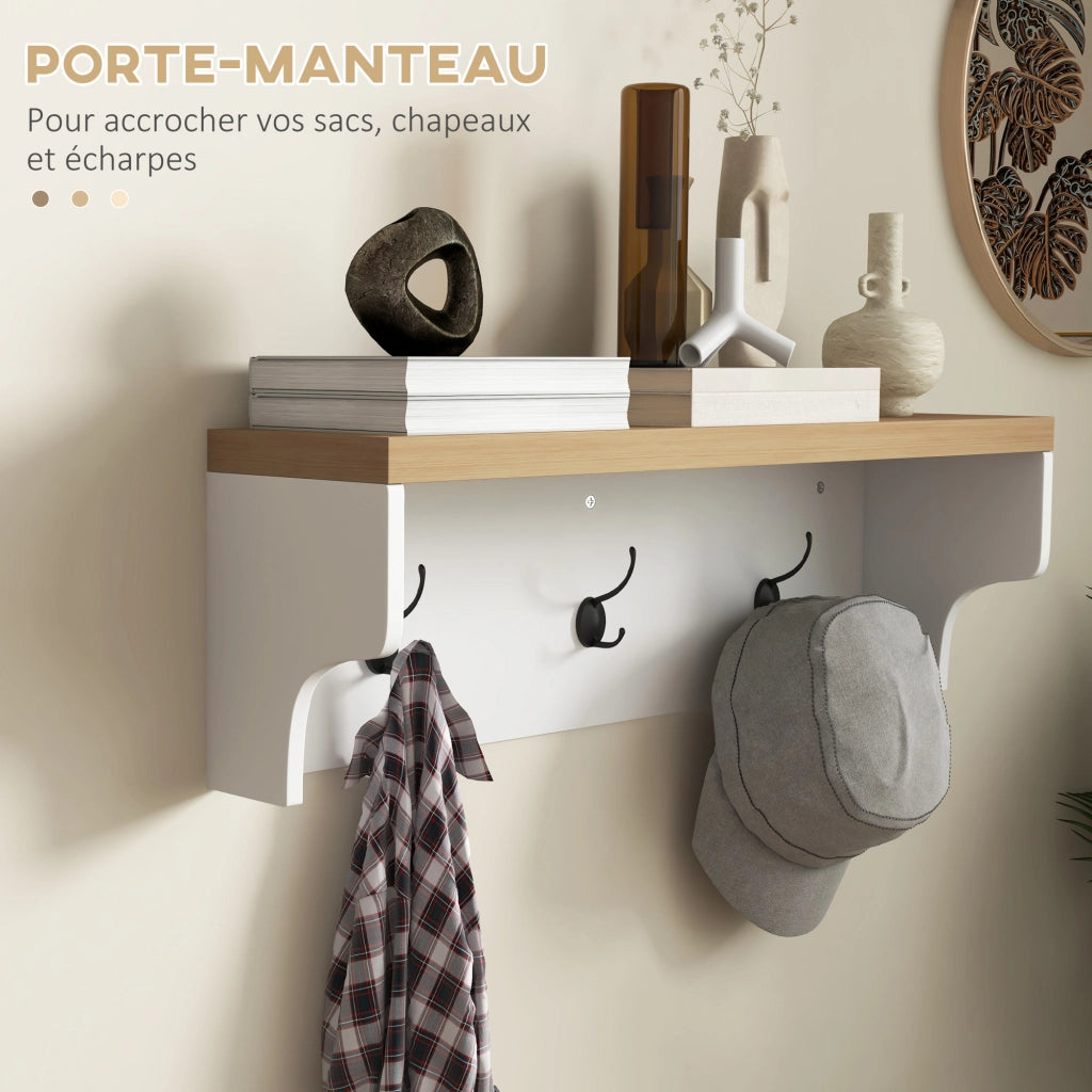 Mobile ingresso 2-in-1 appendiabiti muro panca scarpe ¨C zephmum ¨C bianco rovere 75x30x50 cm