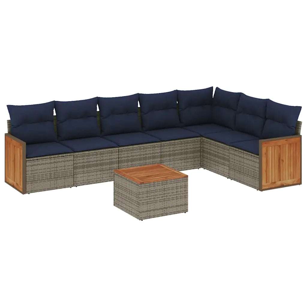 Set Divani da Giardino 8 pz con Cuscini Grigio in Polyrattan 3227720
