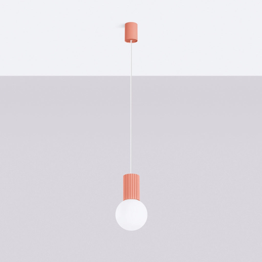Lampada a sospensione SFERA pesca/bianca vetro G9 Pure Lume