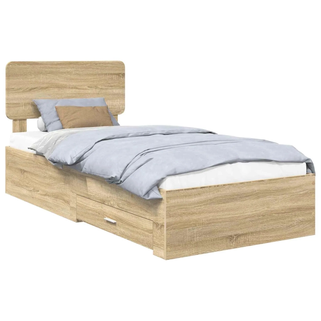 Struttura del letto Rovere Sonoma 90 x 190 cm Legno multistrato 3412429