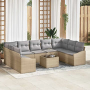 Set di divani con cuscino 10 pcs Beige polyrattan