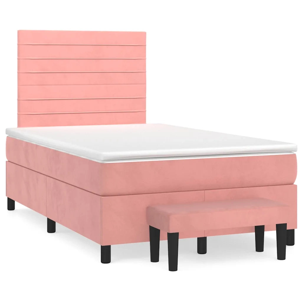 Giroletto a Molle con Materasso Rosa 120x190 cm in Velluto 3270480