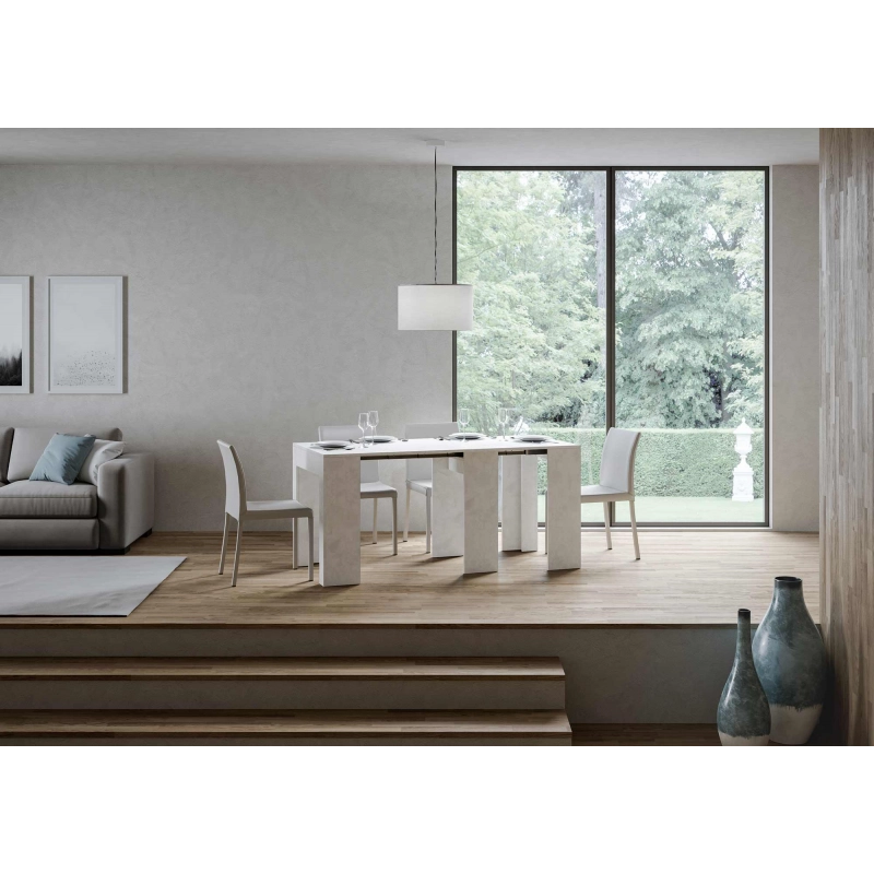Consolle allungabile 78x47/299 cm Allin - Bianco Spatolato