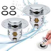 Stopper per lavandino pop-up - 2 pezzi - Chiave di scarico & stopper di scarico - Lavandino con anelli in silicone - Stopper di scarico - Per lavandino cucina vasca - 34-40 mm