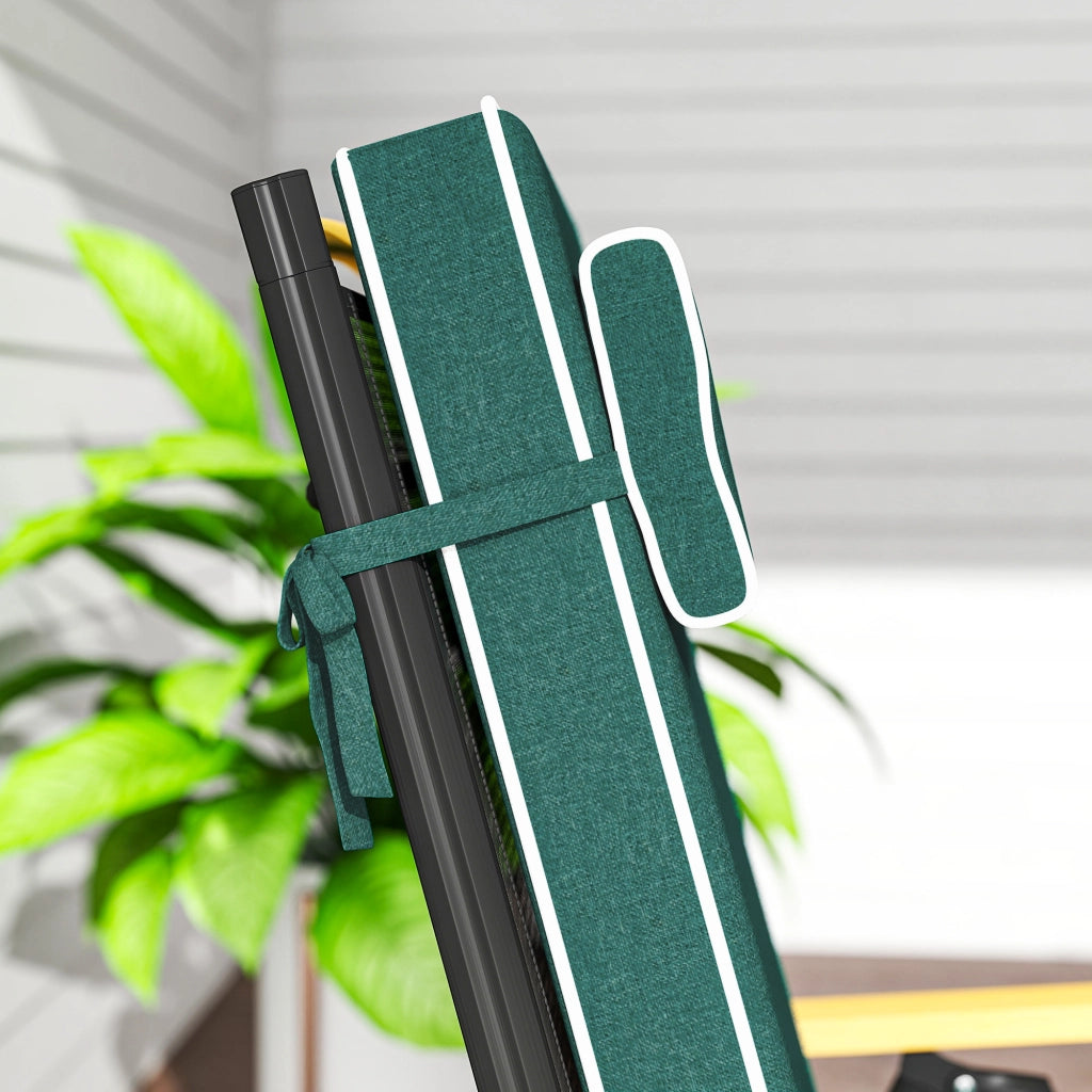 Cuscino sedile 120 x 47 x 9;5 cm idropellente Coscino per sedia con cinghie; poggiatesta; UPF50+ verde