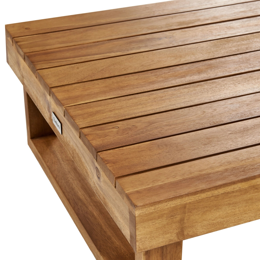 Tavolino da giardino in legno d'acacia certificato 110 x 60 cm Design moderno per esterni Patio Balcone