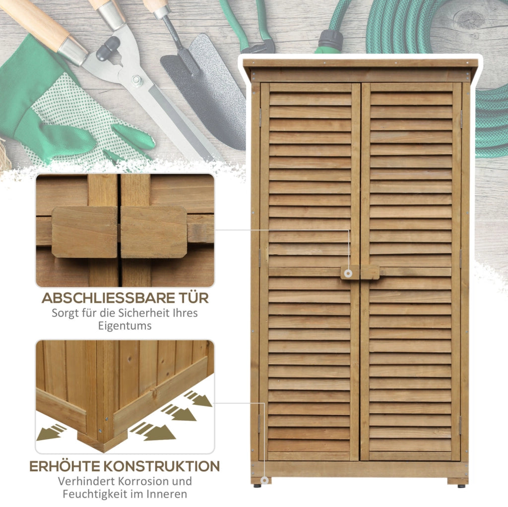 Armadio da giardino con 3 ripiani in legno di abete 87x46,5x160 cm