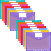 Documentario 14-foglio A4, 7 colori taschi documentali A4 per cartelle, cartella per l'organizzazione dei documenti con fori per cartelle/chiusura con elastici e spazio per etichette