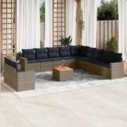 Set Divani da Giardino 12 pz con Cuscini Grigio in Polyrattan 3256537
