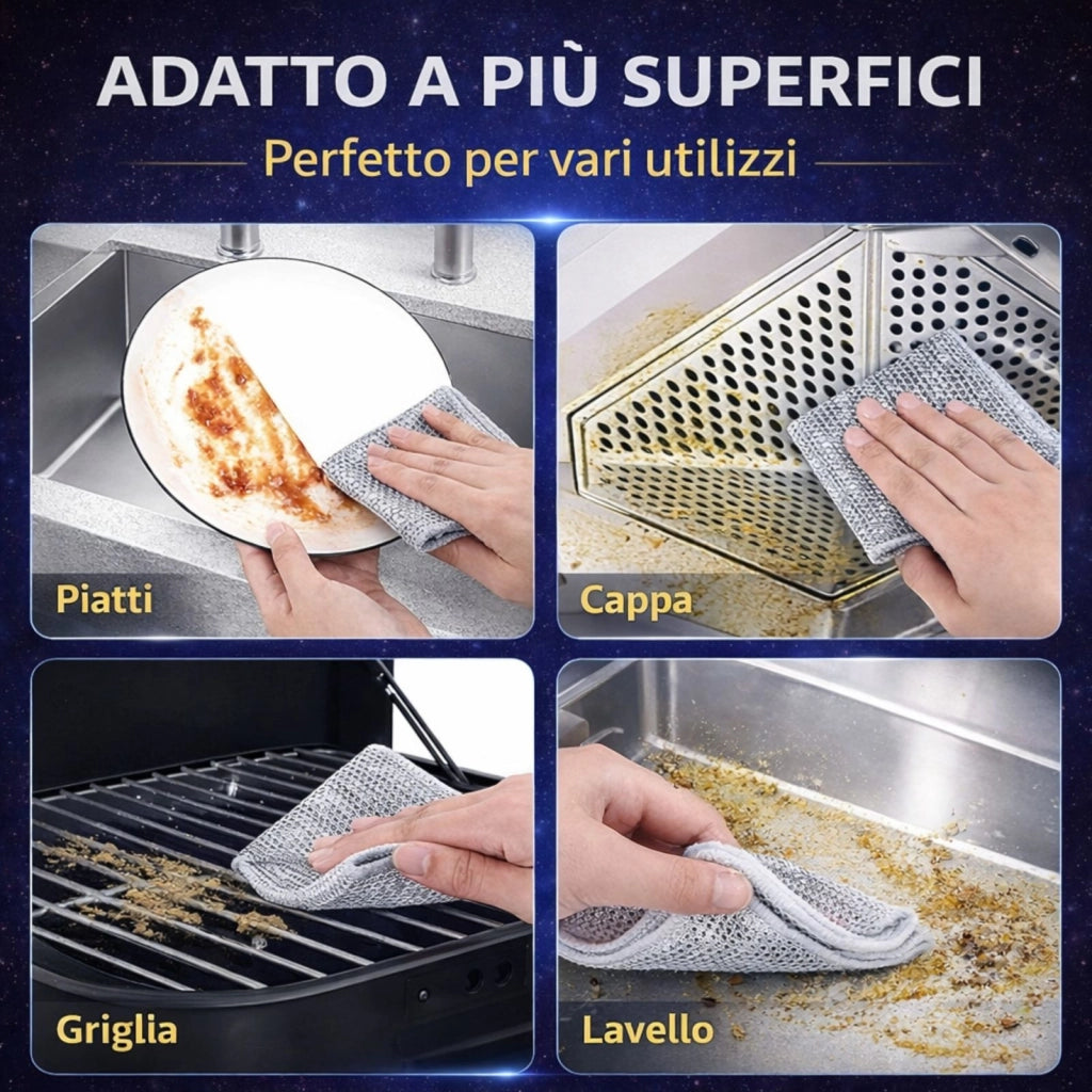 12 Pezzi Panni Spugna Antigraffio Multiuso 20x20 cm Cucina Superfici Delicate