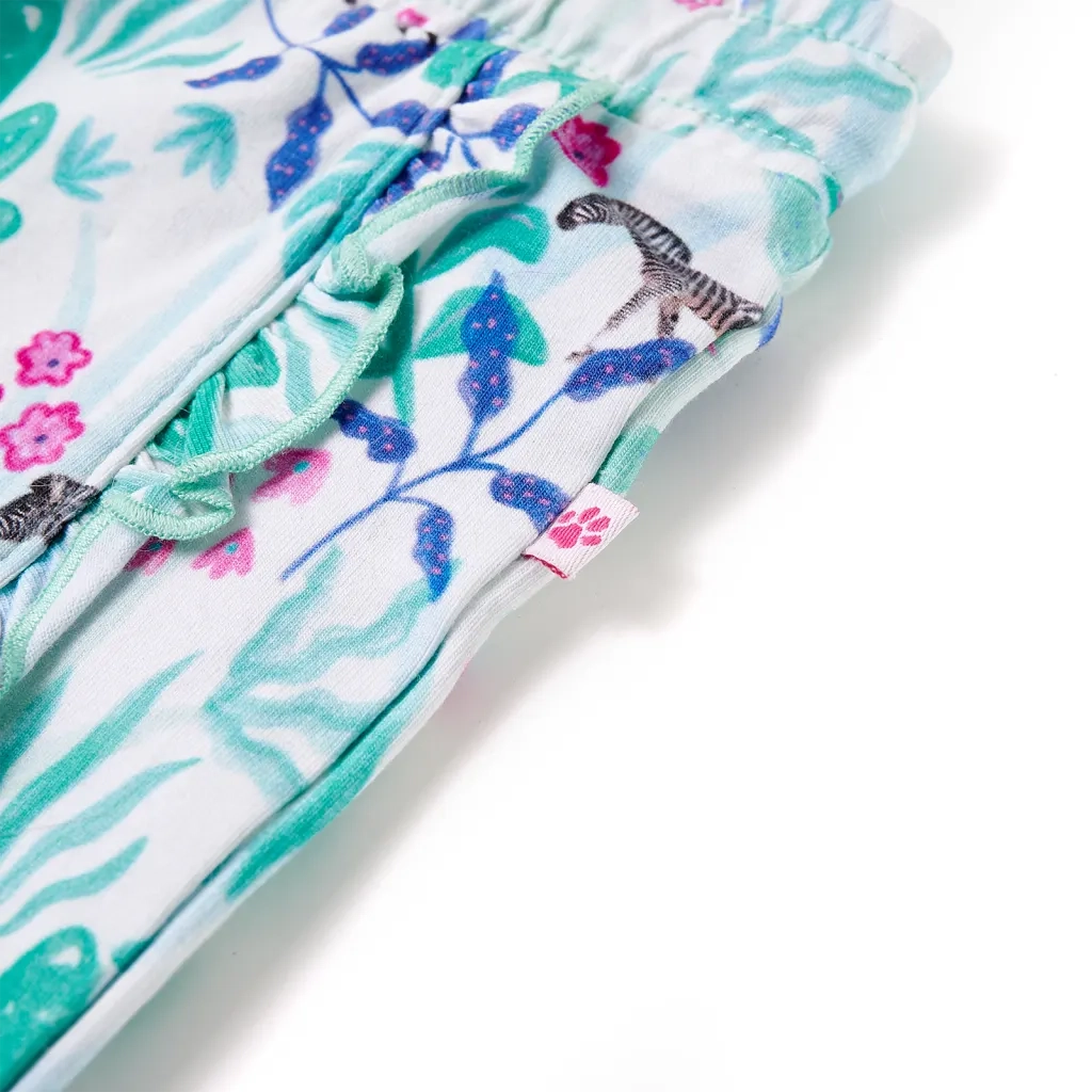 Pantaloncini per Bambini con Coulisse Ecru e Menta Scuro 128