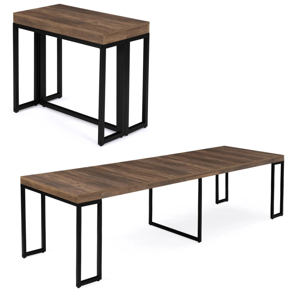 IDMarket - Consolle allungabile TORONTO, 10 posti, 235 cm, legno scuro, design industriale