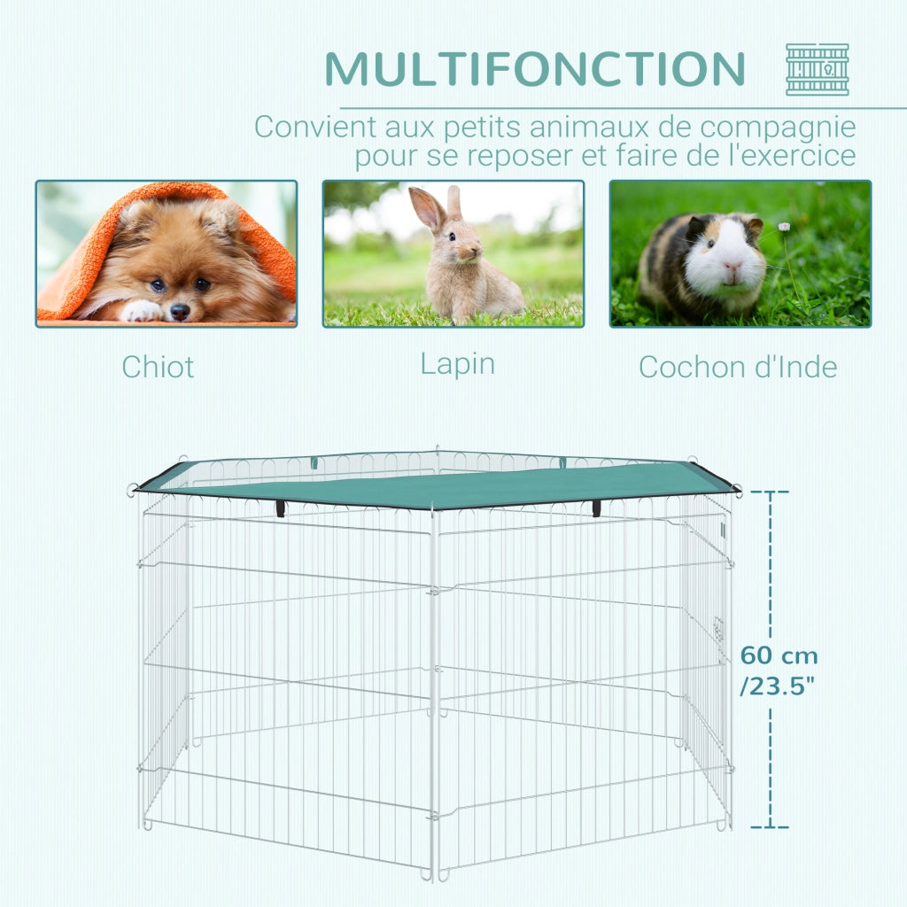 Recinto per Cane 6 Pannelli con Tetto Modulabile Pieghevole ¨C Zephmum ¨C Argento Verde 60H cm