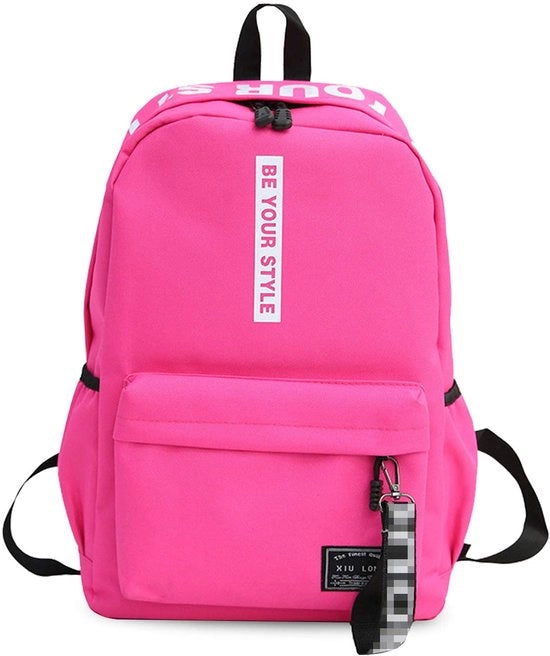 Zaini da scuola per ragazzi e ragazze, zaini per teenager, zaini da viaggio, zaini per camping, zaini casual, zaini da giorno in poliester, colore rosa scuro.