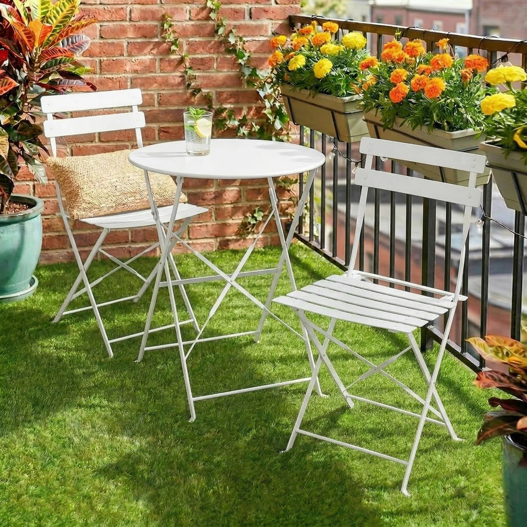 Set Sedie e Tavolo da Giardino Pieghevole ¨C zephmum ¨C 2 Pezzi, Bianco