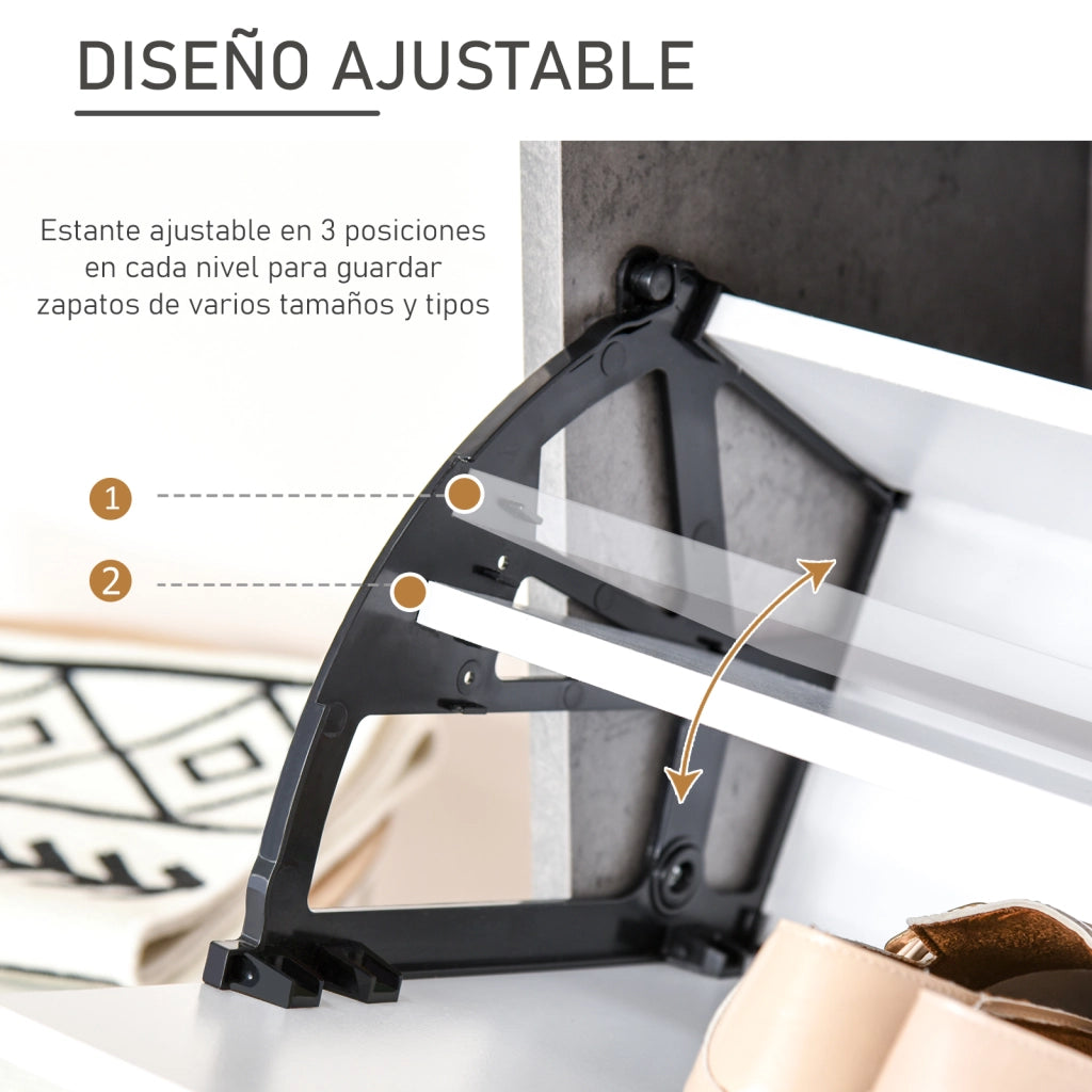 Scarpiera Moderna con 2 Cassetti e Ripiani Regolabili per 8 Paia di Scarpe ¨C Zephmum ¨C Grigio 62.5x26x81 cm