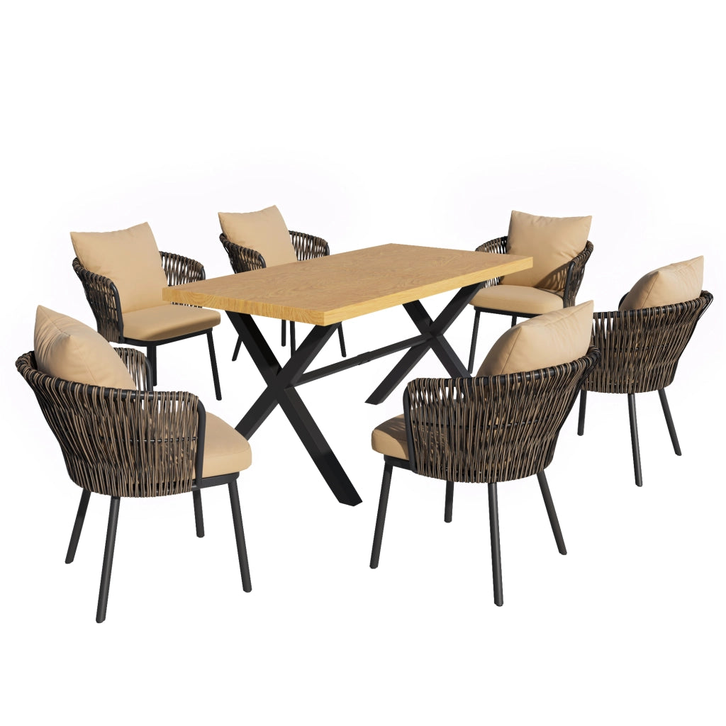 Set Salotto da Giardino in Rattan con Cuscini ¨C MINIMAL ¨C Polyrattan, Struttura in Metallo