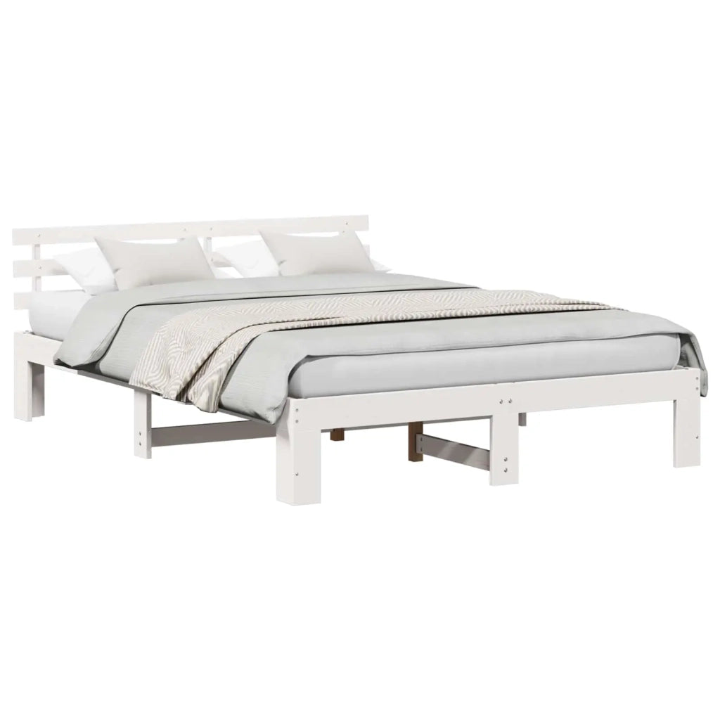 Struttura del letto Bianco 140 x 200 cm Pino massello 872609