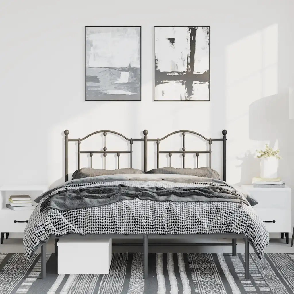 Giroletto con Testiera in Metallo Nero 135x190 cm 353438