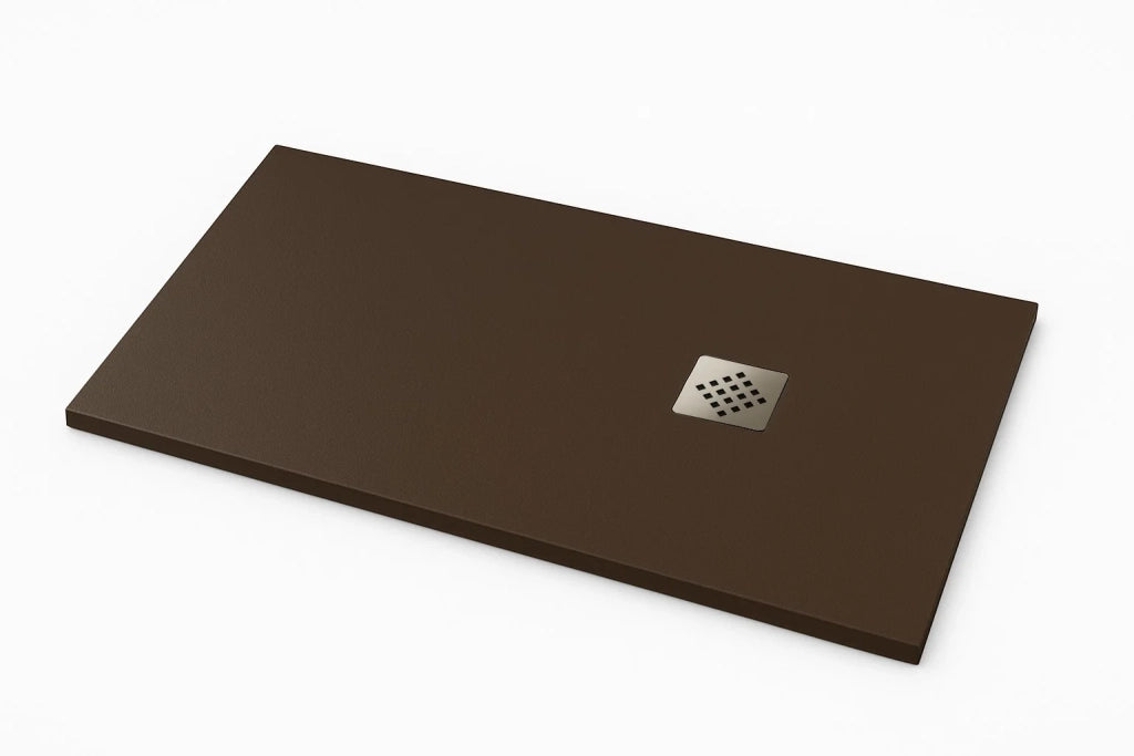Piatto doccia Ardesia extra piatto 75X75 cm colore Marrone cioccolato RAL 8017 griglia in Acciaio