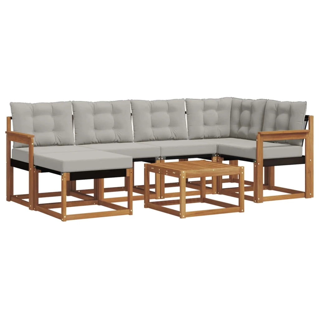Set di divani da esterno 7 pcs Grigio Naturale e Chiaro 3368850