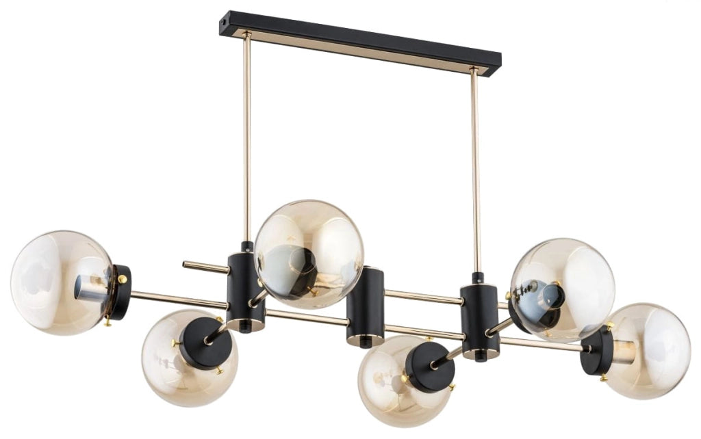 Lampadario Alfa Linio Sola 6xE14 nero oro ambra IP20