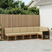 Set di divani da esterno 6 pcs Naturale e Beige Poliestere