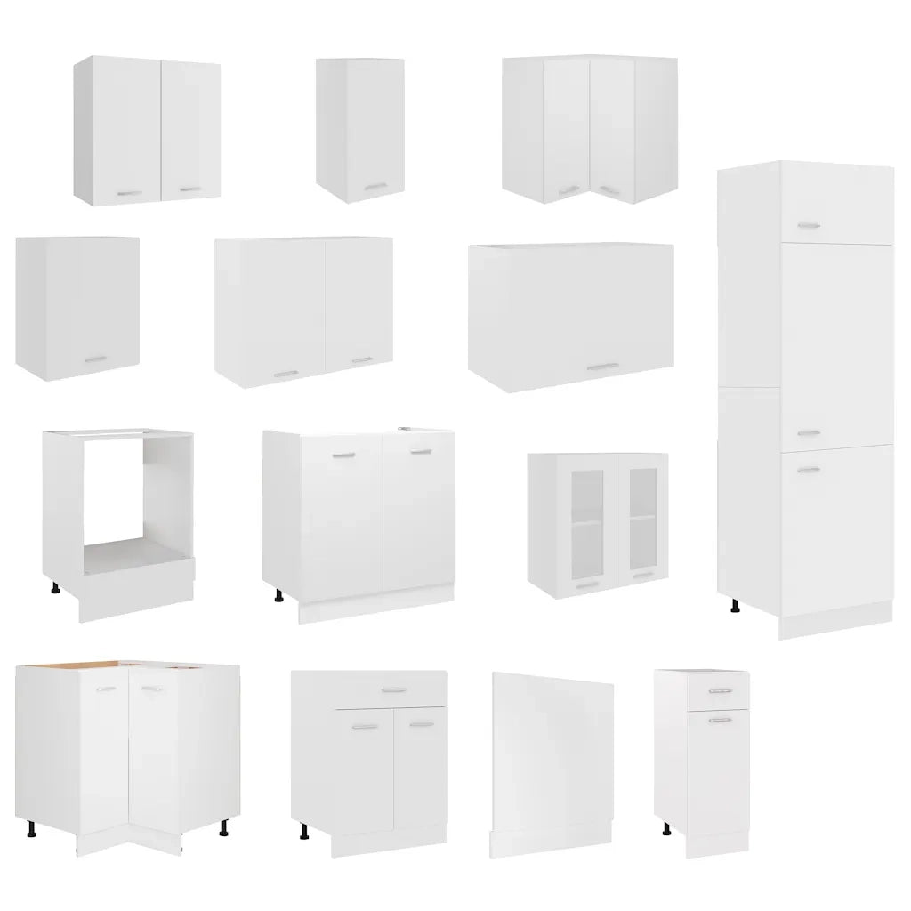 Set Armadi da Cucina 14 pz Lyon Bianco in Truciolato 3067666