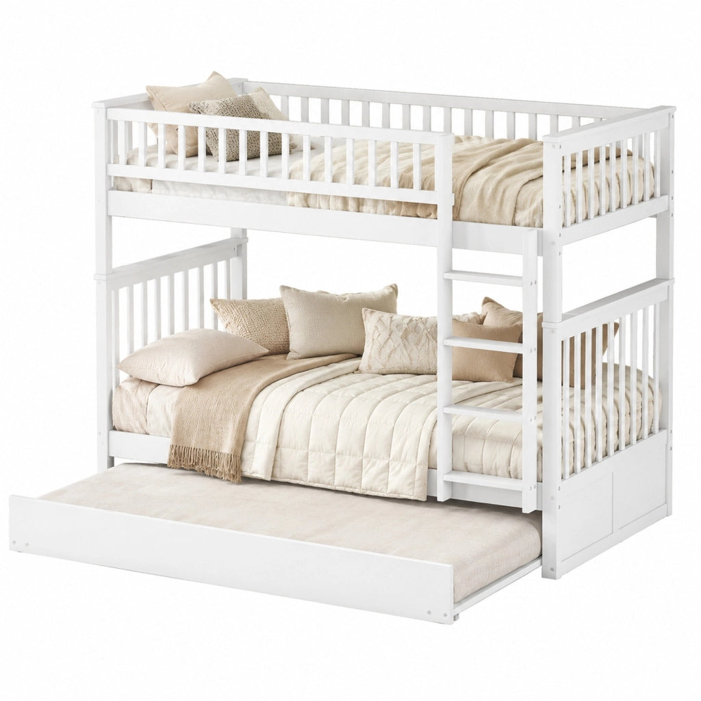 Letto a castello 90x200 cm con letto estraibile; in pino e MDF